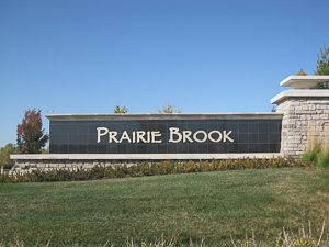 Entry monument at Prairie Brook Olathe KS