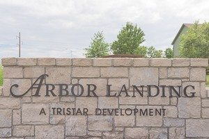 Entry monument for Arbor Landing neighborhood in Olathe Kansas