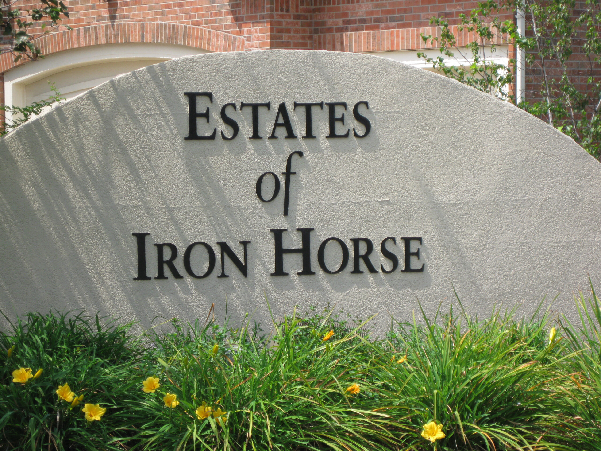 Estates of Iron Horse entry monument. The subdivision is actually Iron Horse Estates