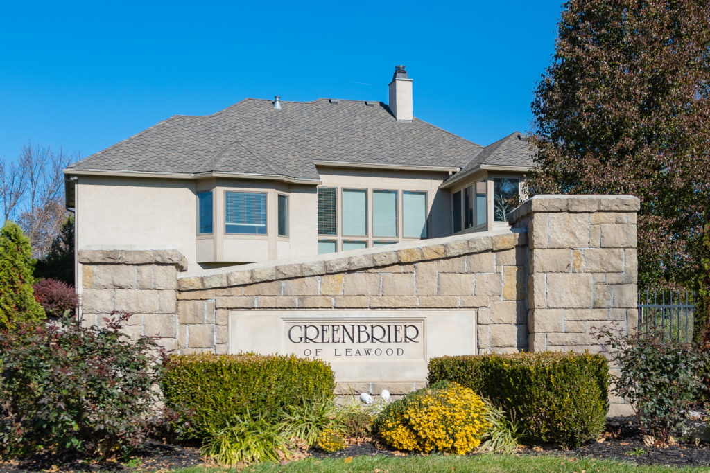 entry monument Greenbriar of Leawood KS