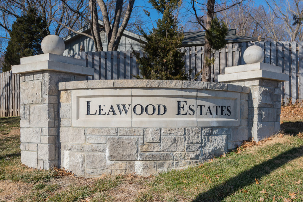 entry monument for Leawood Estates neighborhorhood