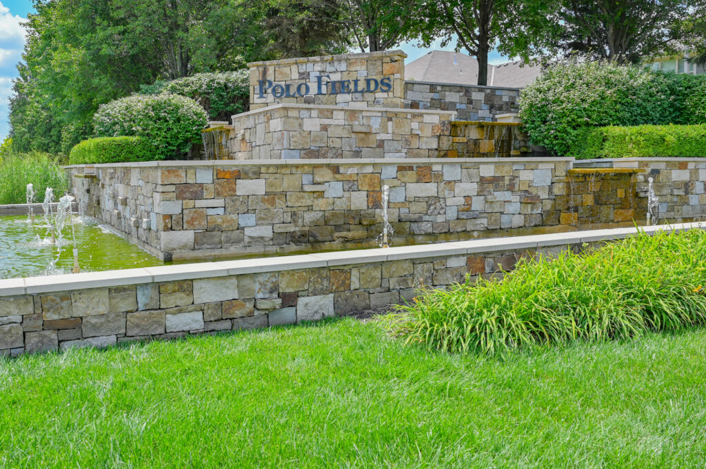 entry monument at Polo Fields Overland Park KS