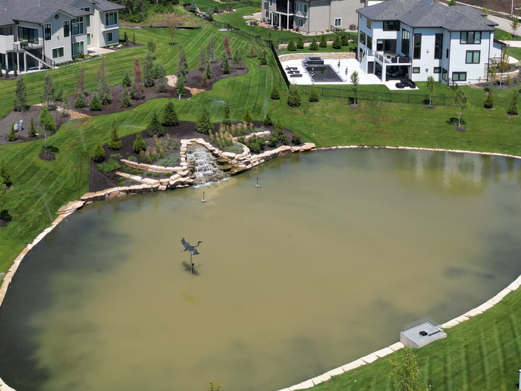 Hills of Leawood Aerial of pond