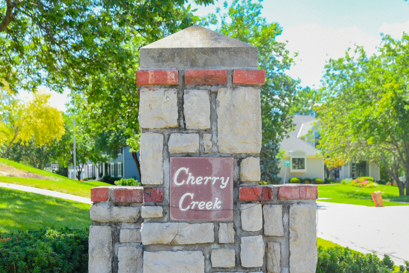 Cherry Creek subdivision entry monument Leawood KS