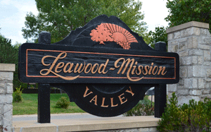 Entry sign for Leawood Mission Valley
