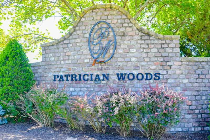 Patrician Woods subdivision entry monument Leawood KS