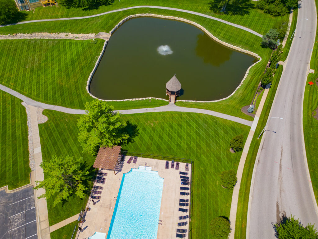 Steeplechase Pool and pond aerial photo