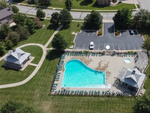 Arbor Creek Estates Drone view of the neighborhood pool -Photo by Ken Jansen Realtor