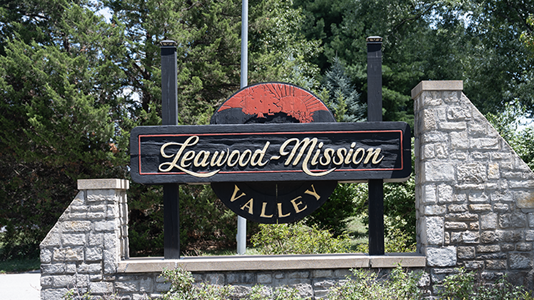 Leawood Mission Valley entry monument. Photo by Ken Jansen Realtor. July 2026