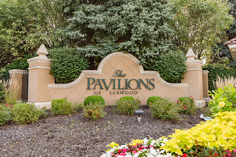 Entry monument at the Pavilions. Photo by Ken Jansen
